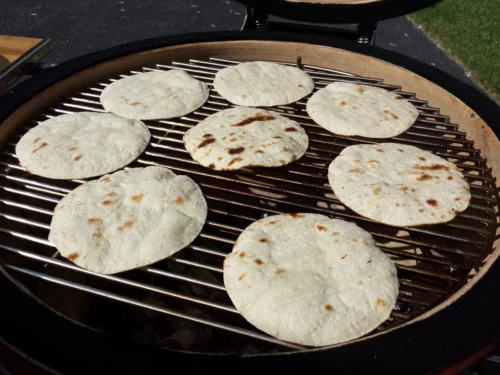 Kamado-Crisped Flour Tortilla Shells