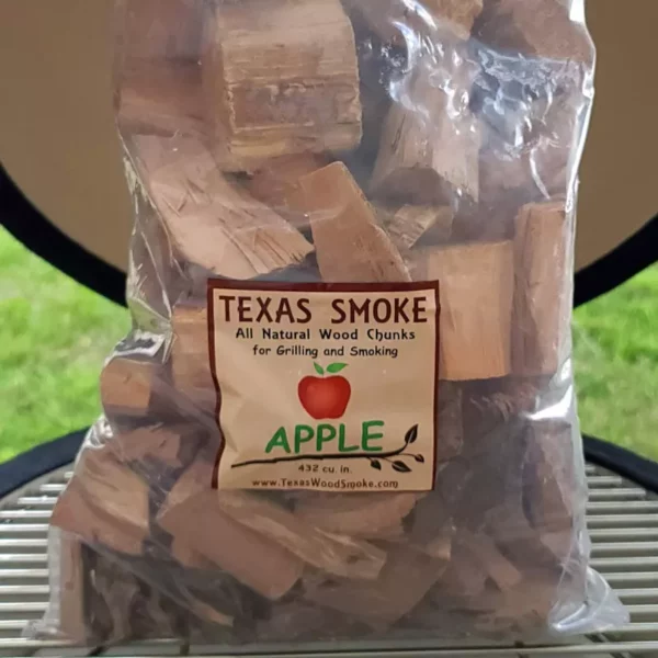 Apple flavored smoking chunks. Texas Smoke: All Natural Wood Chips for Grilling and Smoking