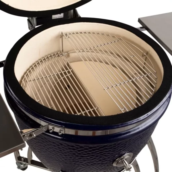 Saffire's patented multi-level cooking system, for grilling and smoking at the same time