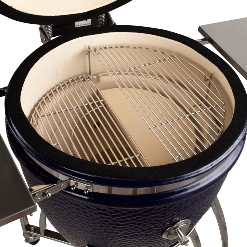 Saffire's patented multi-level cooking system, for grilling and smoking at the same time