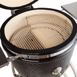 Saffire's patented multi-level cooking system, for grilling and smoking at the same time