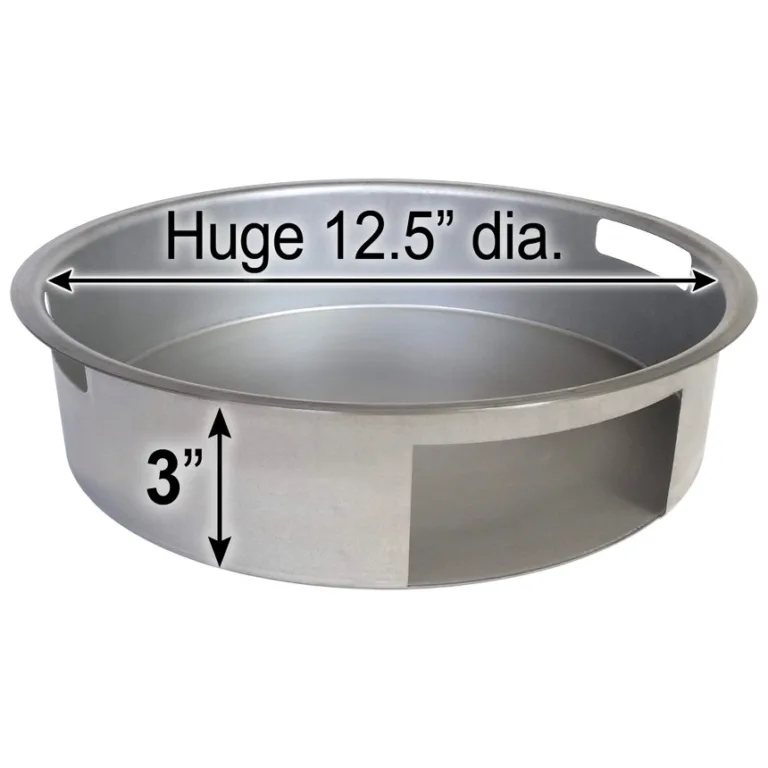 Saffire's lift-out ash pan has a huge 12.5 inch diameter and a 3 inch height