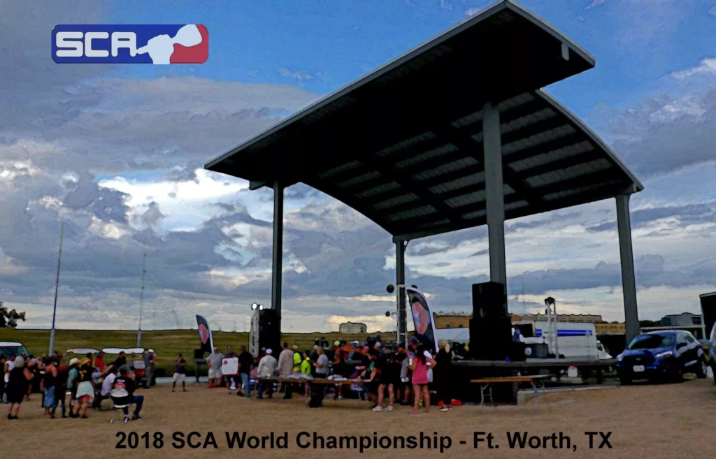 The 2018 SCA World Championship stage is shown.