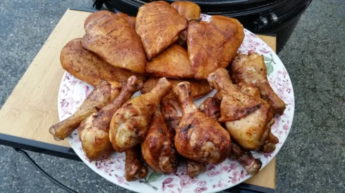 Fried and Smoked Chicken Thighs and Breasts