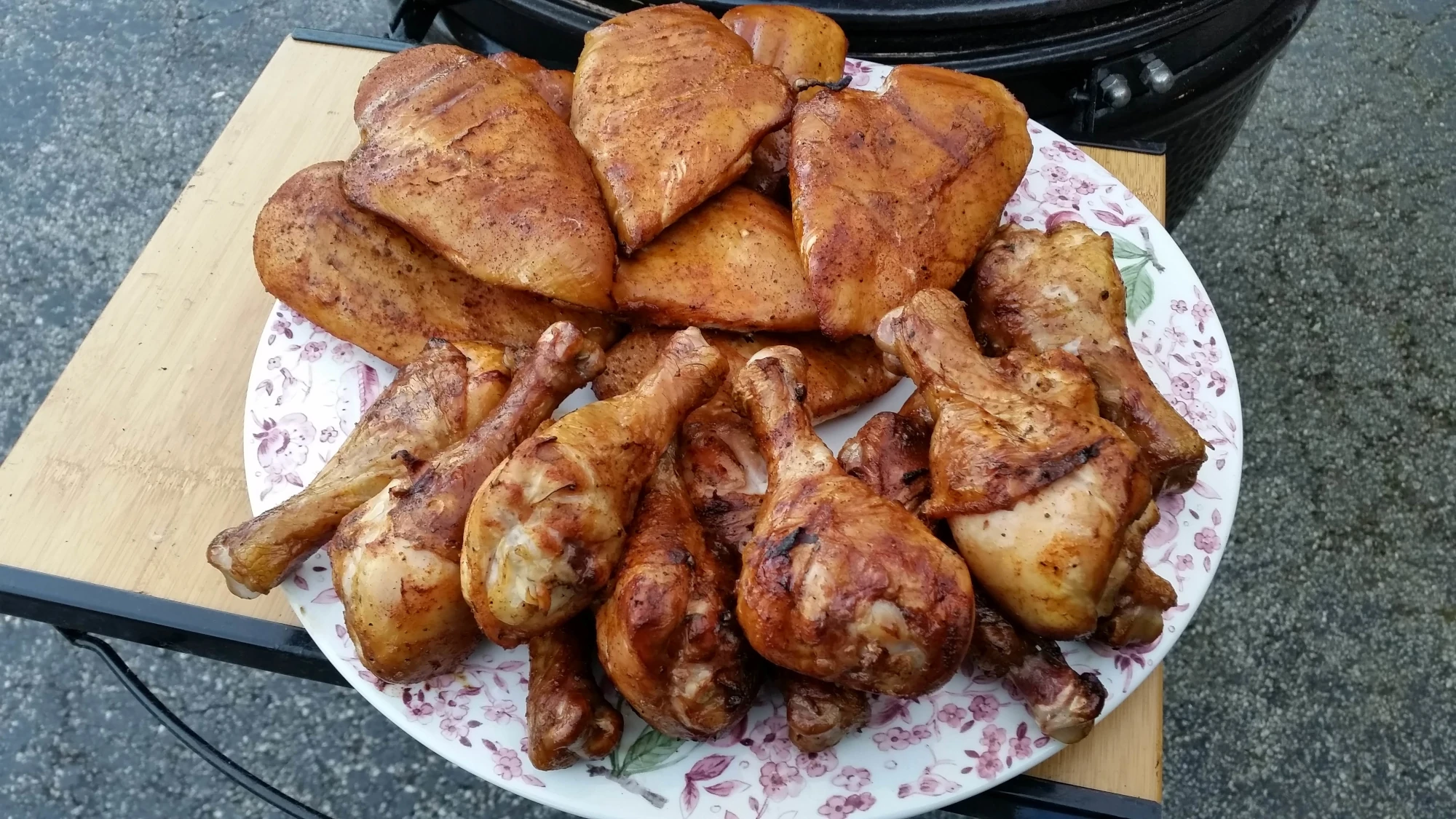 Fried and Smoked Chicken Thighs and Breasts