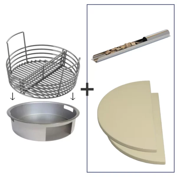 ash pan charcoal basket ash tool and two piece heat deflector