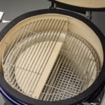 A Platinum Saffire grill is shown with the Multi-Grid, Two-Piece Ceramic Heat Deflector