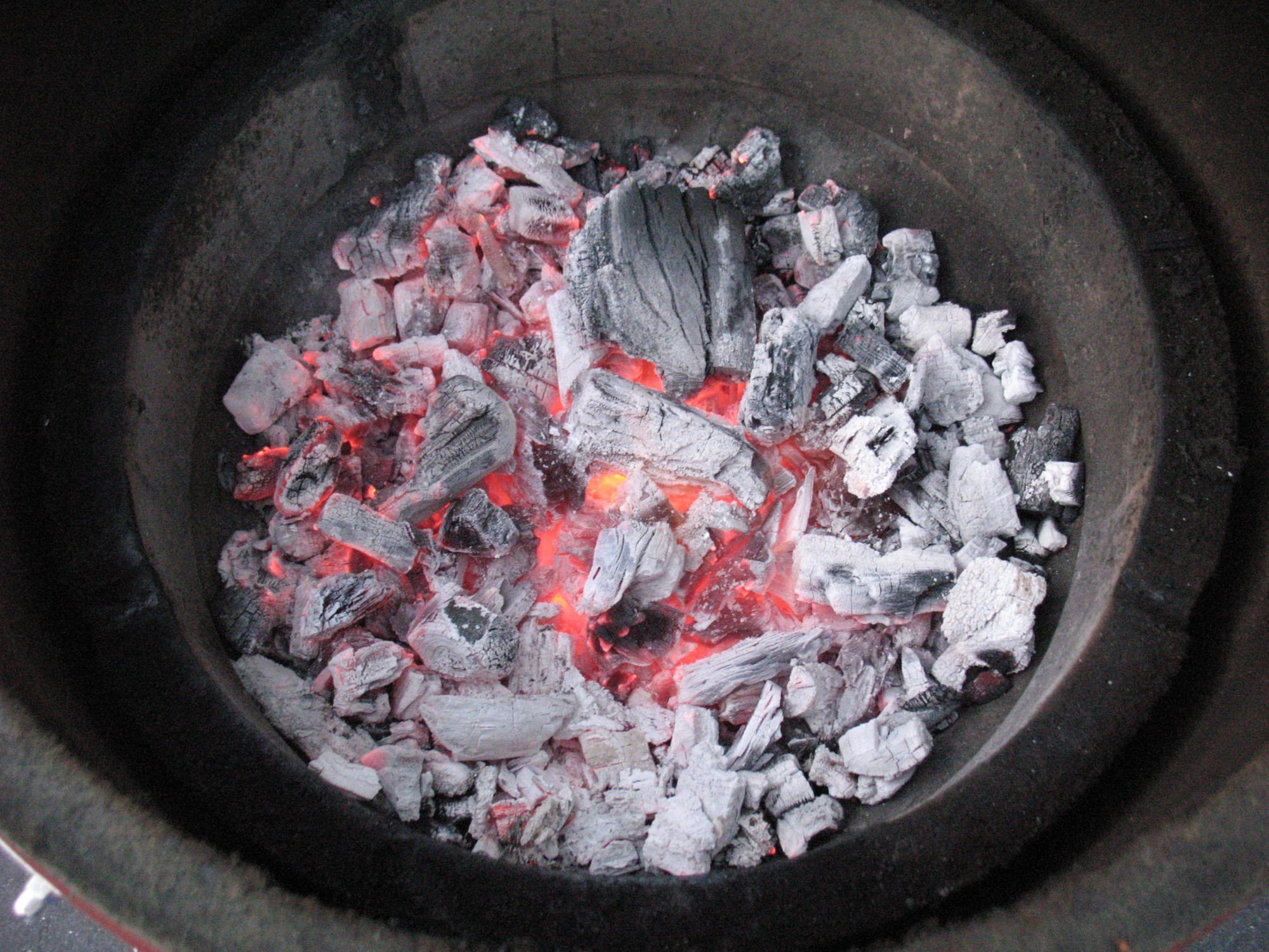 Burning Charcoal Embers in a Saffire Kamado Grill