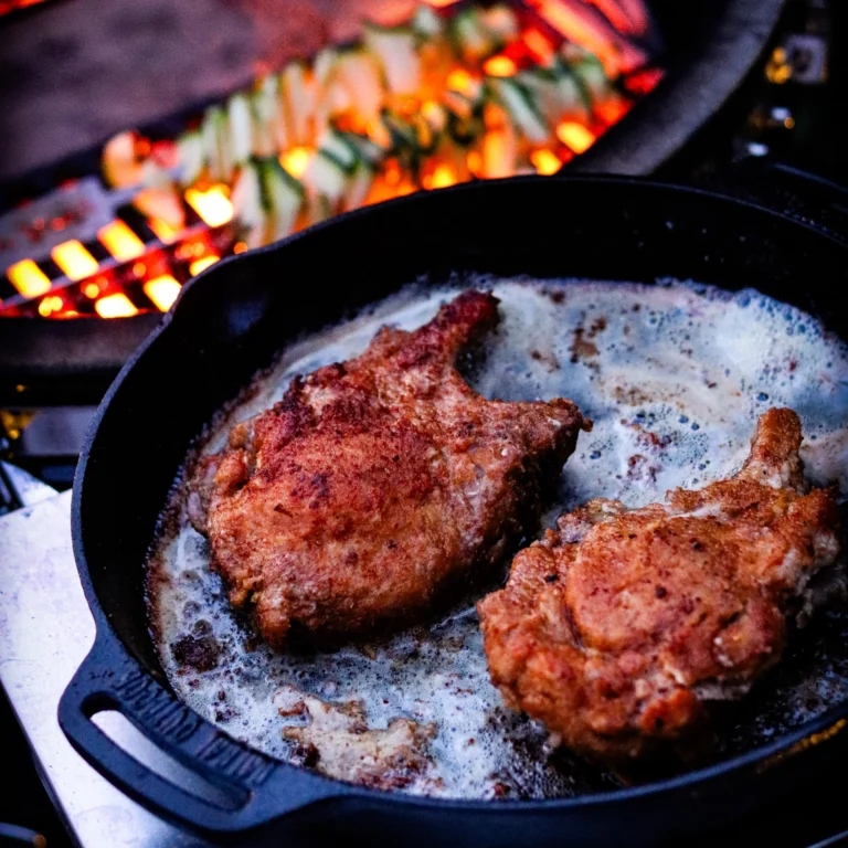 Breaded Pork With Kabobs On Grill