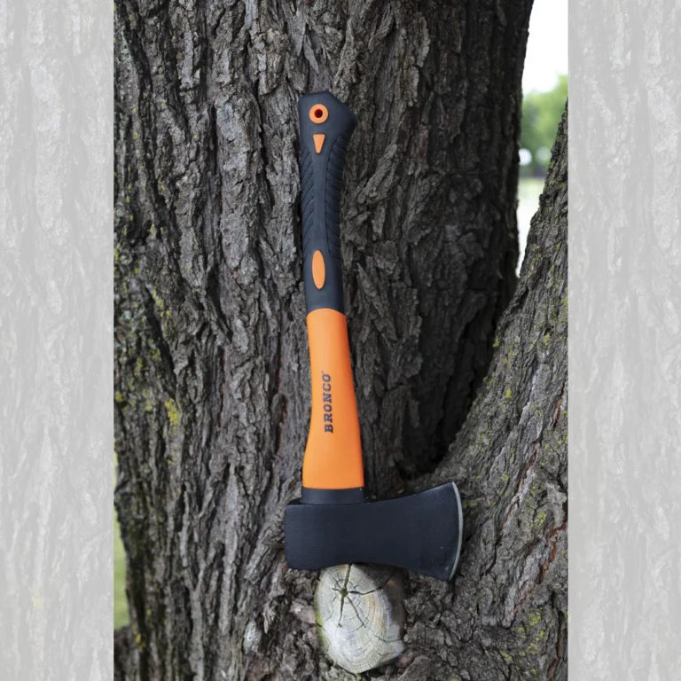 Bronco Camp Axe on a tree stump