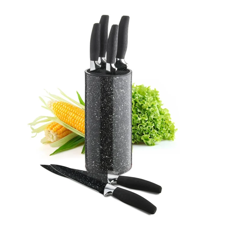 New England Cutlery 7pc Marble Finish Nonstick Knife Set Black
