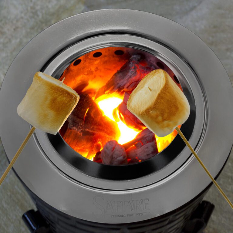 S'moring marshmallows over coals in a 4.5 inch Saffire fire pit.
