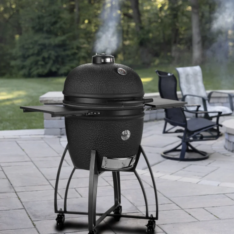 Saffire Carbon Black Large Ceramic Smoker On Patio
