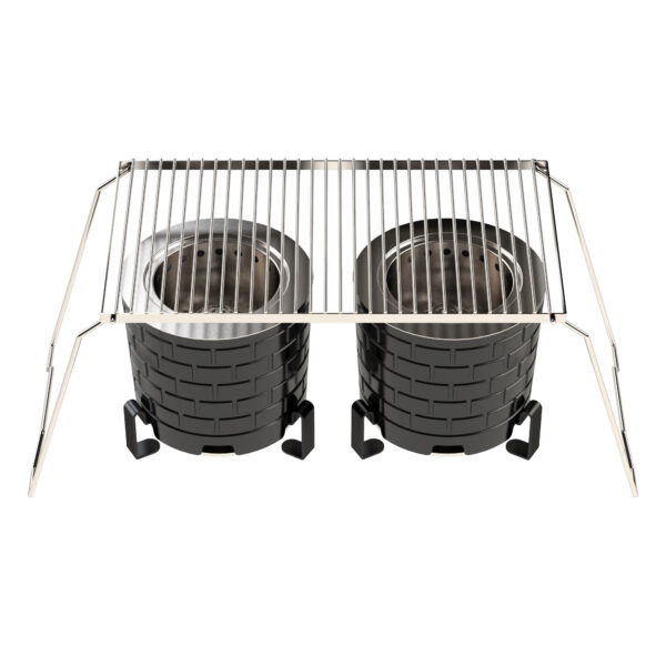 Saffire Fire Pit And Camping Grid With Two Black Fire Pits