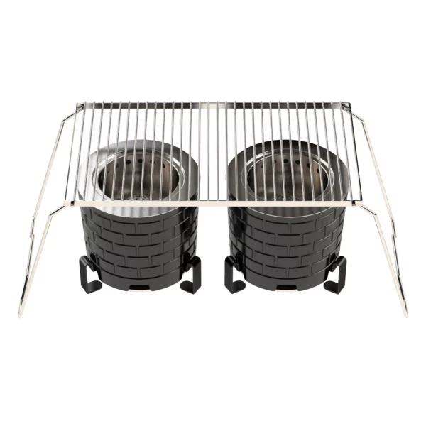 Saffire Fire Pit And Camping Grid With Two Black Fire Pits