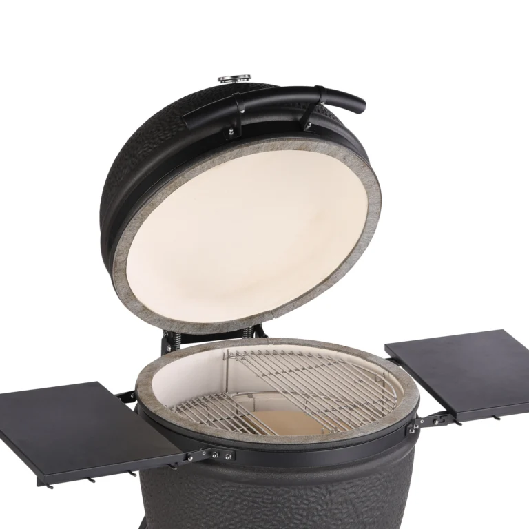 Saffire Large Carbon Black Ceramic Grill Open Closeup