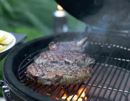 Steak Searing On A Ceramic Saffire Bbq